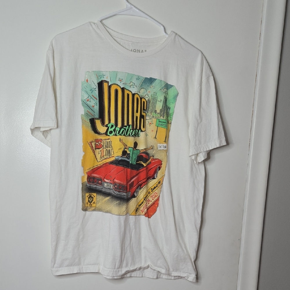 Jonas Brothers White Graphic Tee